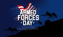 Armed Forces Day Card With USA Flag, Soldier Silhouette
