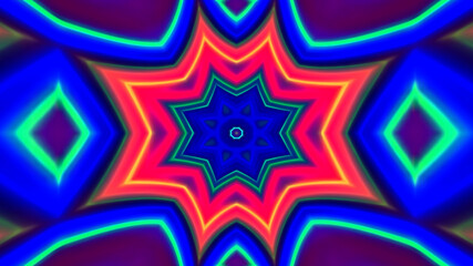 Wall Mural - Abstract multicolored fractal neon kaleidoscope background.