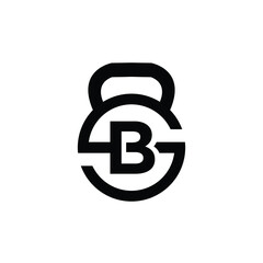 Wall Mural - Letter B logo with kettlebell | Fitness Gym logo | vector illustration of logo design