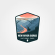 new river gorge vintage logo patch vector symbol illustration design, us national park print design