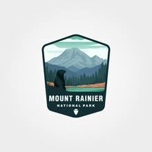 Mount Rainier Patch Logo Vector Symbol Illustration Design, Us National Park Logo