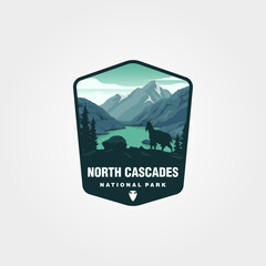 Poster - north cascades logo patch vector illustration design, us national park logo design