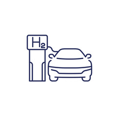 Sticker - hydrogen car refueling line icon