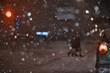 © kichigin19 - snowfall in city traffic jam in winter, background seasonal snow highway road