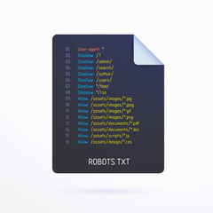 Fototapete - Robots.txt vector icon. Valid for http, https, and FTP protocols. The robots txt file gives recommendations to search robots - which pages, files should be crawled. Vector illustration in flat design