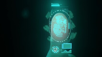 Poster - Fingerprint scan provides security access with biometrics identification.