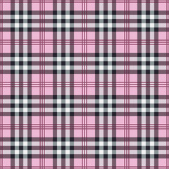 Fototapete - Cute black pink tartan. Vector seamless stylish tartan. Abstract interior. Print for surfaces, pillows, blankets, shades, cups, cafes, bedrooms, bathrooms, packaging, gifts, notebooks, stationery.