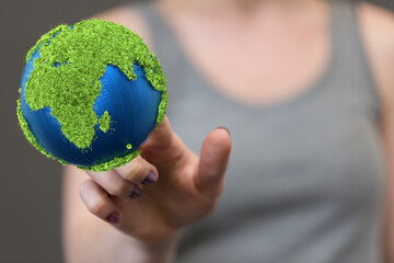 ecology concept of green earth globe made of leaves