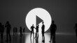 © Destrosvet - 3d rendering people in front of symbol of play on background