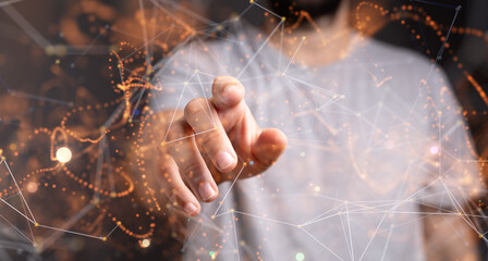 Wall Mural - global digital connections with technology