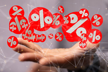 Poster - sale digital percent in hand.