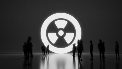 Canvas Print - 3d rendering people in front of symbol of radiation on background