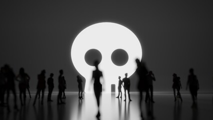 Poster - 3d rendering people in front of symbol of skull on background