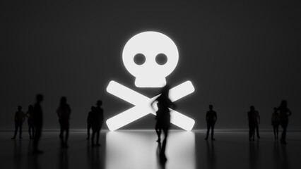 Poster - 3d rendering people in front of symbol of skull crossbones on background