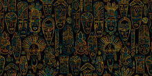 Tribal Mask. Ethnic Background. Seamless Pattern For Your Design