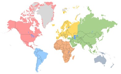  Atlantic central color world map