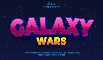 galaxy wars editable text effect 3d style