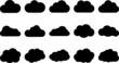 Fluffy clouds silhouettes. Vector set of clouds shapes. Collection of various forms and contours. Design elements for the weather forecast, web interface or cloud storage applications.Weather concept