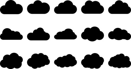 fluffy clouds silhouettes. vector set of clouds shapes. collection of various forms and contours. de