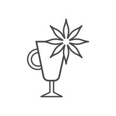 Sticker - Vector linear icon with mulled wine