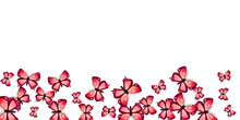 Fairy Red Butterflies Abstract Vector Background. Summer Pretty Moths. Detailed Butterflies Abstract Children Illustration. Tender Wings Insects Graphic Design. Garden Creatures.