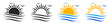 Set of sun and sea logotypes. Sunset icon, island and sea beach. Sun and sea wave symbol. Vector illustration.