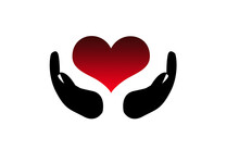 A Hand Icon And A Red Heart On A White Background, A Symbol Of Love And Care, An Illustration