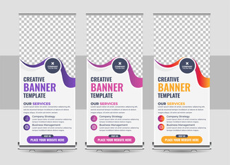 Wall Mural - professional creative business standee roll up banner design, modern portable stands roll-up banner layout, advertisement, pull up