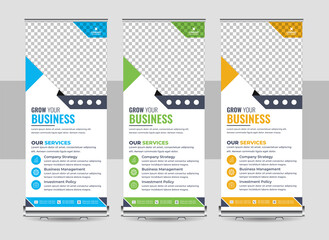Wall Mural - Roll up banner design template, vertical, abstract background, pull up design, modern x-banner, rectangle size