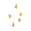 © desertsands - Silhouette of gold flying birds on white background. Inspirational golden trendy body flash temporary sticker tattoo art. Vector.