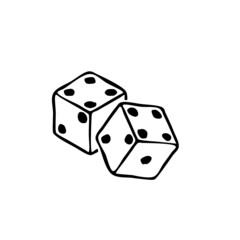 Dice glyph icon, casino dice icon hand drawn