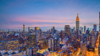 Wall Mural - Manhattan city skyline cityscape of New York from top view