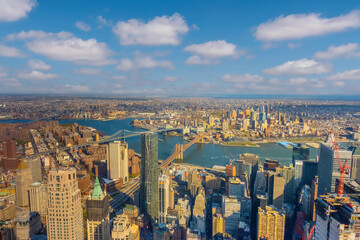 Fototapete - Manhattan city skyline cityscape of New York from top view