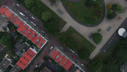 Wall Mural - Streetgrid of The Hague from a top-down aerial perspective