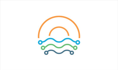 Fototapete - Technology logo wave icon design vector template