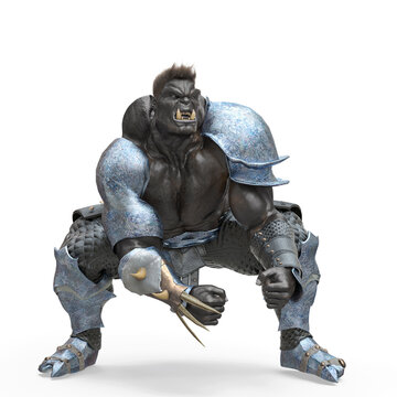 orc smashing in a white background