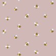 Trendy hand drawn bee seamless background. Cute summer or spring pattern with flat style bees. Cartoon bee vector illustration