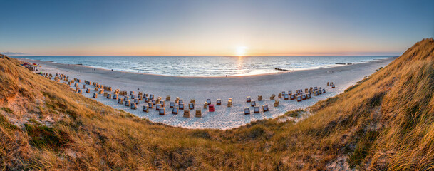 Wall Mural - sunset beach panorama near kampen, sylt, schleswig-holstein, germany