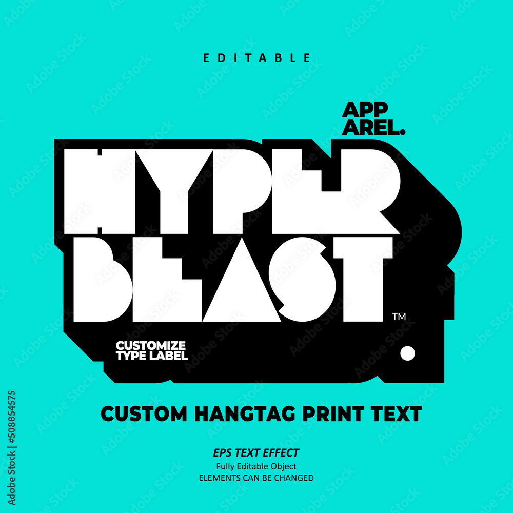apparel hyper beast label printable hangtag bold logo text effect ...