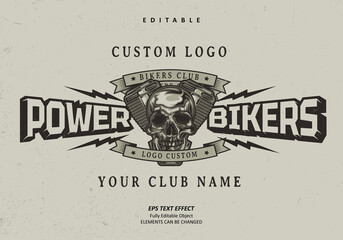 Wall Mural - automotive motorcycle Bikers Club logo techno text effect editable premium vector