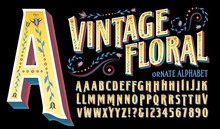 Vintage Floral Is An Ornate Style Of Alphabet With Antique Or Victorian Flower And Design Insets. Great For A Historic Retro Look With A Quaint Old Time Vibe.
