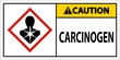 Caution Carcinogen GHS Sign On White Background