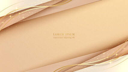 Wall Mural - elegant background with golden curve line elements, line wave pattern and glitter light effect decor