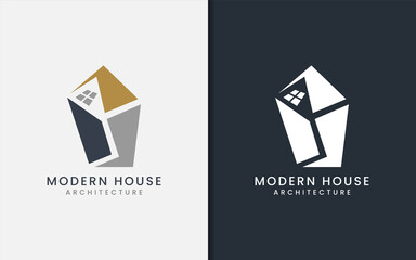 Wall Mural - Abstract Architecture, Modern Minimalist House Logo Design.