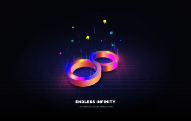 Poster - Endless infinity sign of virtual reality metaverse digital innovation game or internet future online simulation media cyber