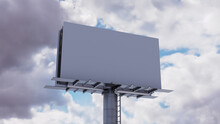 Commercial Billboard. Empty Large Format Sign Against A Cloudy Afternoon Sky. Design Template.