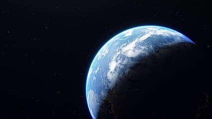 space view of earth realistic with glow star partticles in galaxy animation. earth from space. the c
