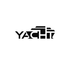 Sticker - Yacht text, negative space. Wordmark logo design.