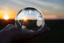 Globe Showed In A Crystal Ball With Nature Inside And Outside