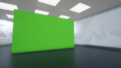 Wall Mural - 3D Virtual TV Studio News, Backdrop For TV Shows .TV On Wall.3D Virtual News Studio Background, Loop